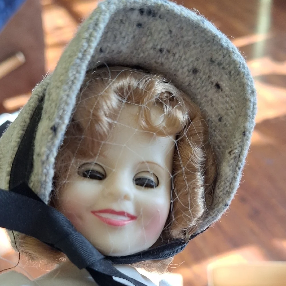 Vintage Shirley Temple Doll in Gray Outfit